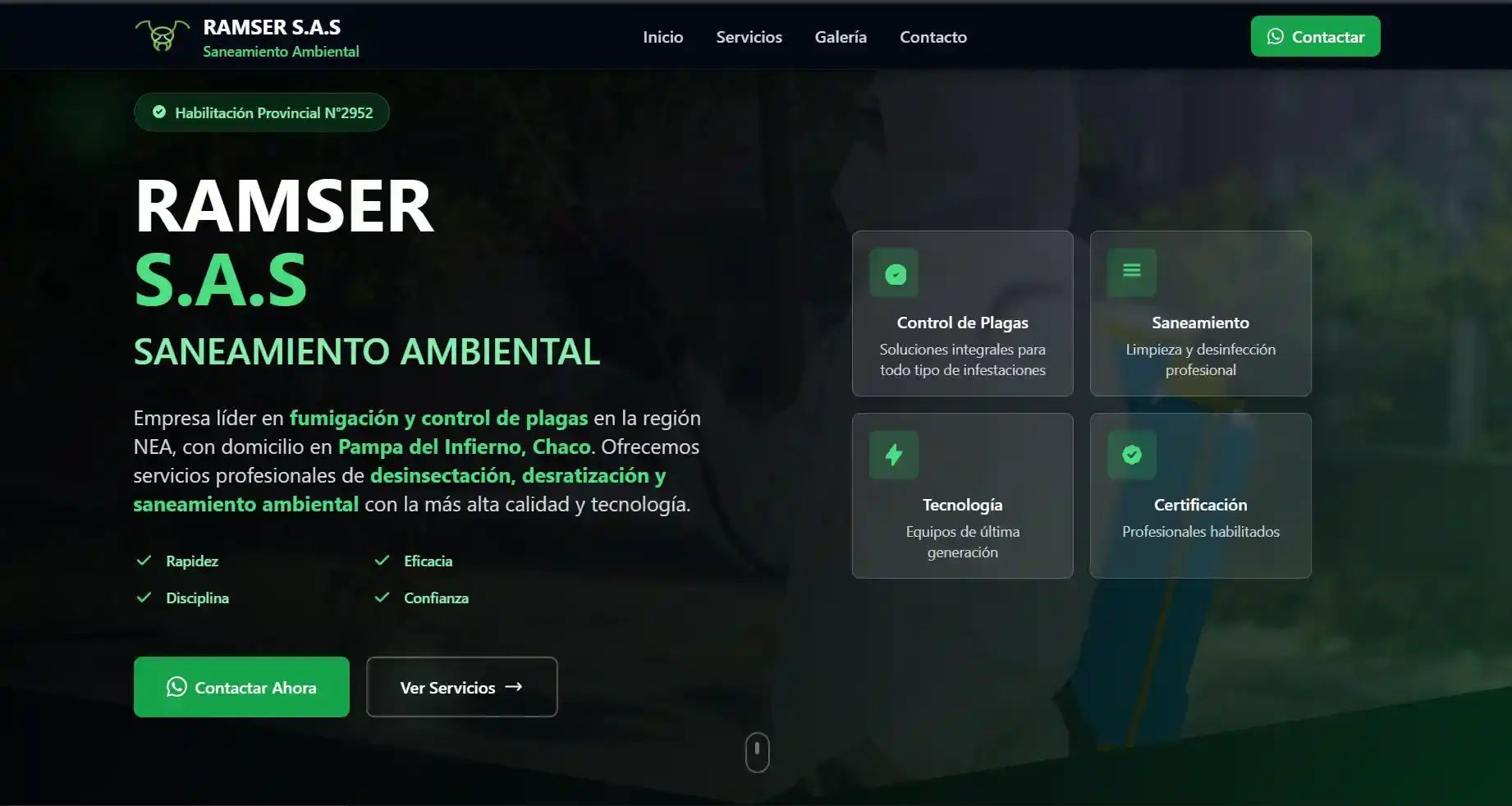 Landing Page Ramser S.A.S