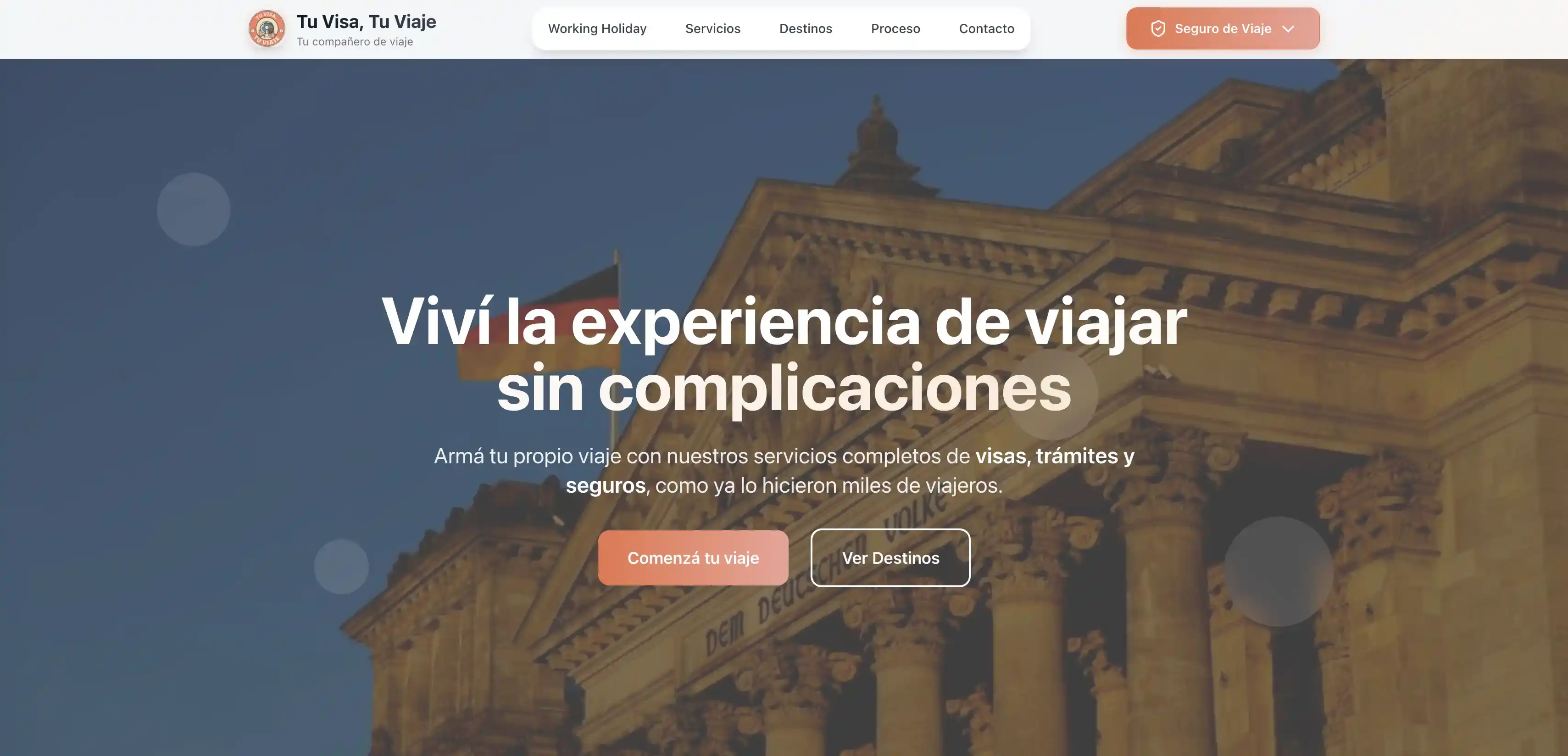 Landing Page Tu Visa, tu Viaje